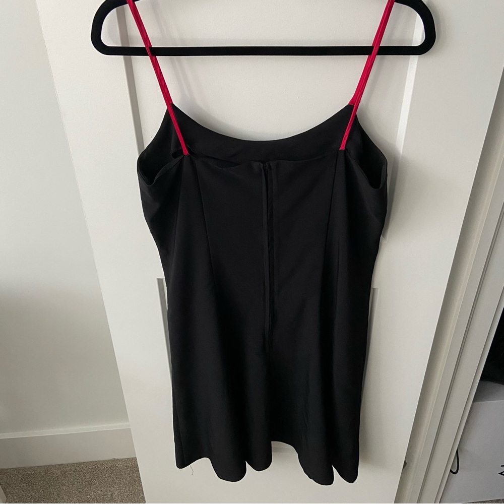 Vintage 90s Y2K Goth Grunge Black Mini Dress with Red Satin Bow - Picture 4 of 12